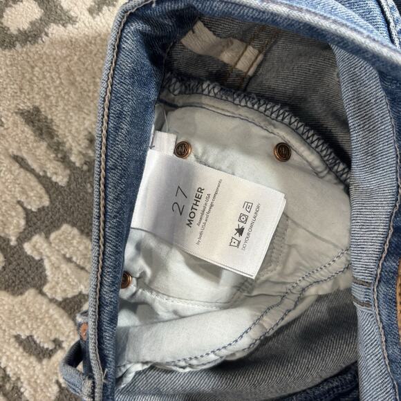 MOTHER Woman's Medium Wash The insider Crop Step Fray Denim Jeans Size 27 - Picture 13 of 13